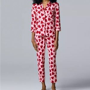 Vera Wang Heart Pajama Set Top Bottom size Large